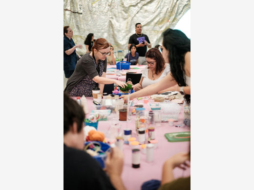 Workshop table for Art Encounters event